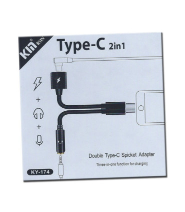 Kyin KY-174 - Cable Doble Tipo-C con adaptador auriculares