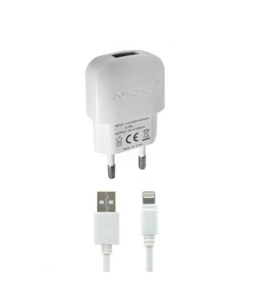 Cargador de RED 1A + Cable Lightning 1 metro - AP-00578