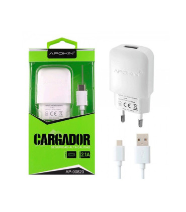 Cargador 2.1A + Cable Tipo C - 1 metro - Apokin