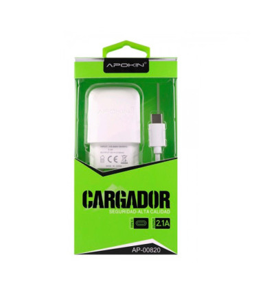 Cargador 2.1A + Cable Tipo C - 1 metro - Apokin