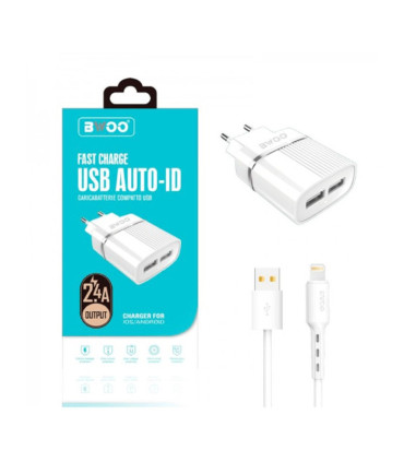 Cargador Auto-ID - 2.4A - Lightning - Carga rápida BWOO