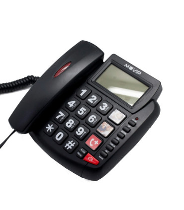 MUVIP Bigphone - Teléfono fijo para personas mayores - Teclas grandes - 3 personalizables