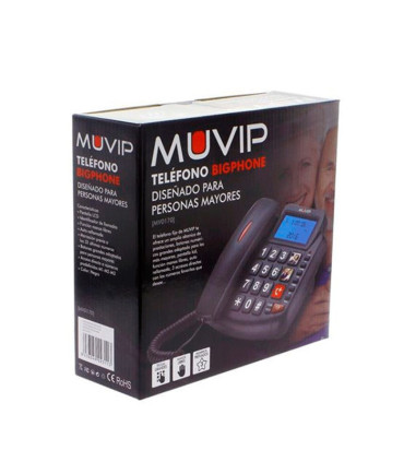 MUVIP Bigphone - Teléfono fijo para personas mayores - Teclas grandes - 3 personalizables