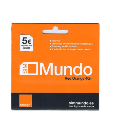 Tarjeta SIM prepago Orange Mundo - con saldo - Internet 4G+