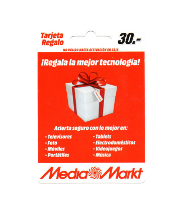 Tarjeta regalo Media Markt - 30 euros de saldo para comprar en sus tiendas y web