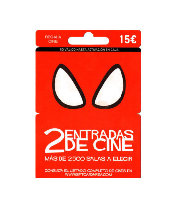 Tarjeta regalo canjeable por 2 entradas de cine - Más de 2.500 salas de Cinesa, Yelmo, Kinépolis...
