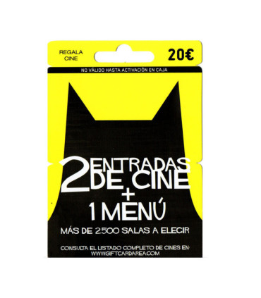 Tarjeta regalo canjeable por 2 entradas de cine + palomitas - Más de 2.500 salas de Cinesa, Yelmo, Kinépolis...