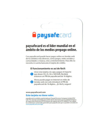 Código digital canjeable en Paysafecard - Entre 5 y 100 euros
