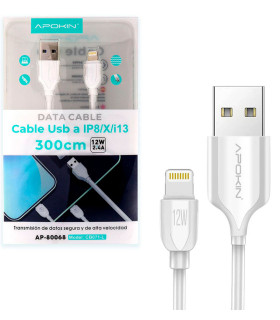 Cable APOKIN 300cm-USB/lighting -2.4A- 12W