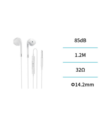 Auriculares con micrófono - control de volumen - conector mini-Jack 3.5mm