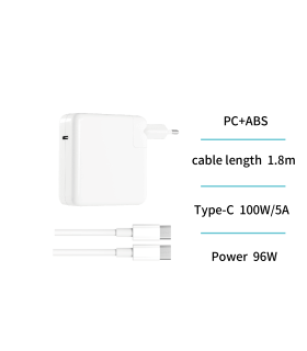 Cargador con cable para portatil - Conector USB-C - 96W