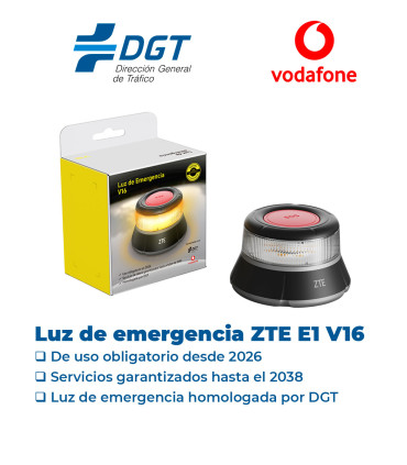 ZTE E1 V16 - Luz de emergencia V16 - Homologado por DGT - Servicio de datos garantizado por Vodafone hasta 2038