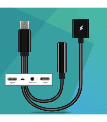 Kyin KY-174 - Cable Doble Tipo-C con adaptador auriculares