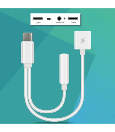 Kyin KY-174 - Cable Doble Tipo-C con adaptador auriculares